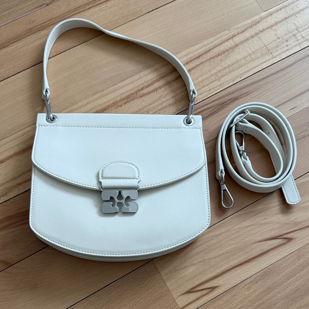 Ganni apo-G White Shoulder Bag